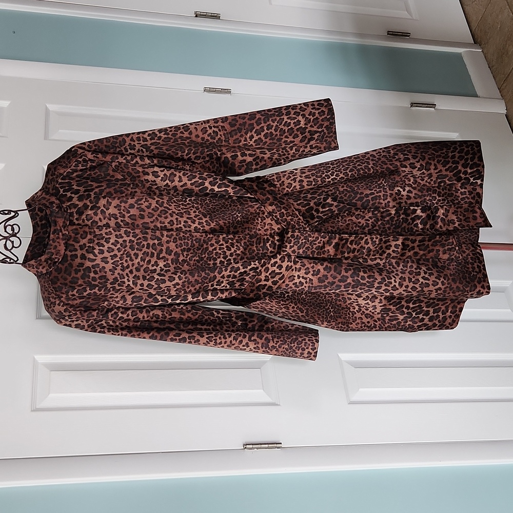Vintage Belted Leopard Print Trench Coat Jacket Sz 1x